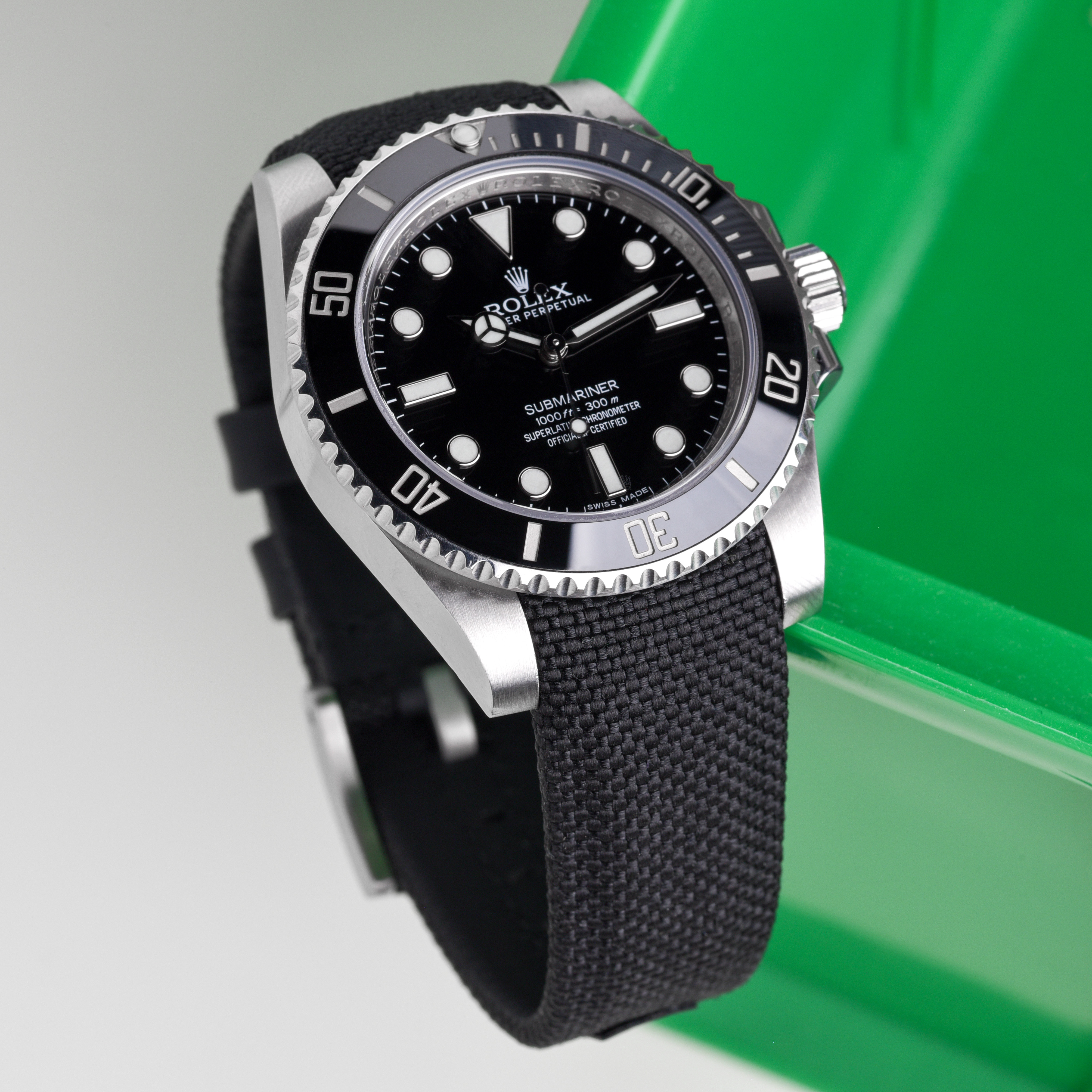 Black Everest Nylon Strap For Rolex With Tang Buckle