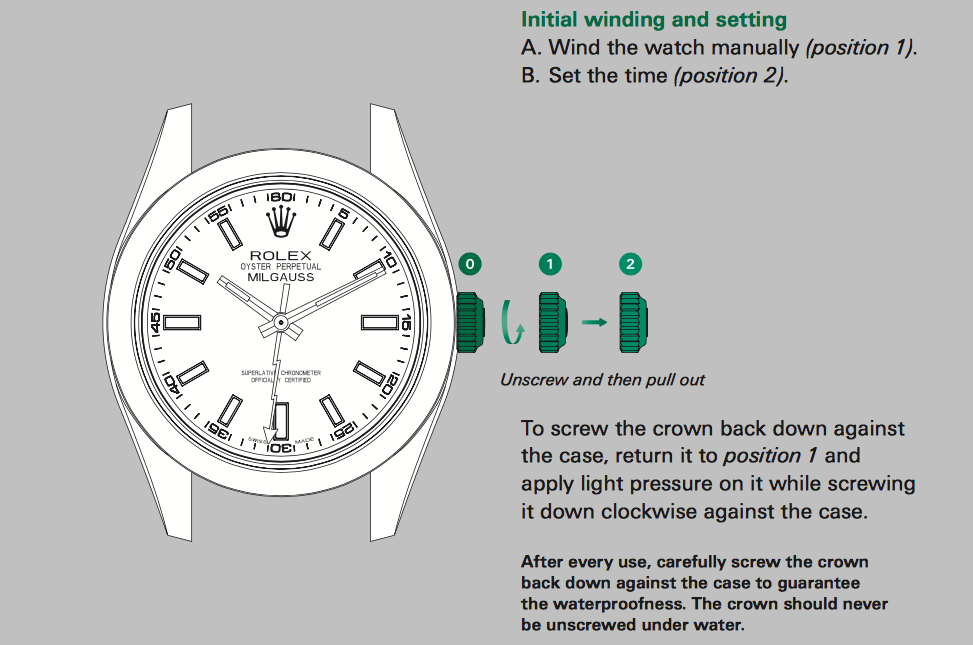 rolex watch time setting