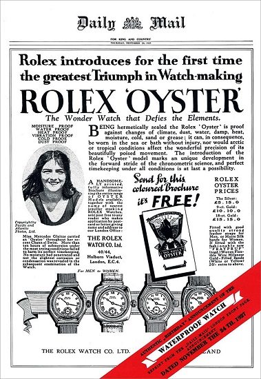 Rolex Oyster water proof vintage advertisement