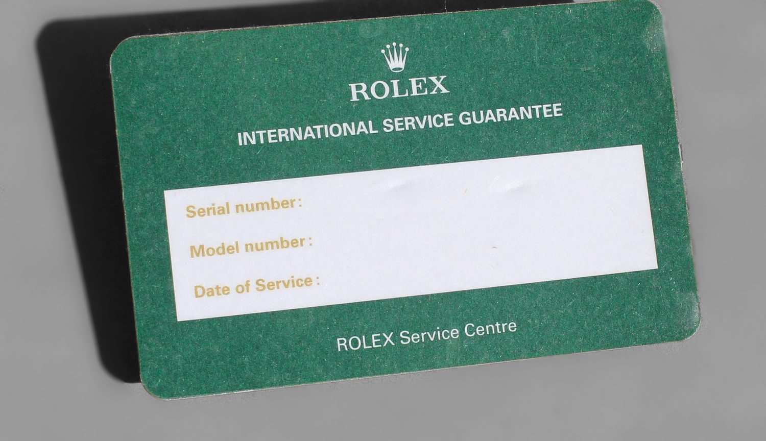 rolex warranty card 2018