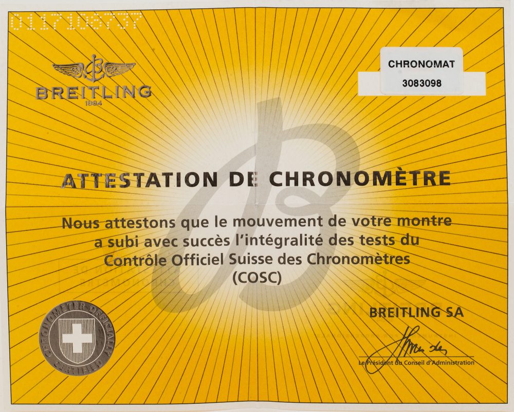 Breitling certificate
