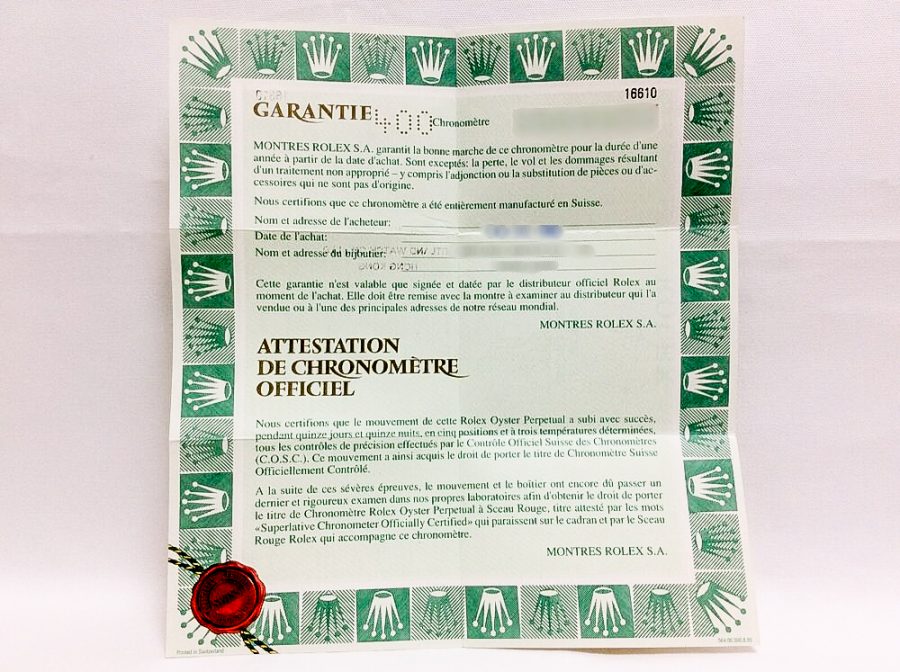 rolex cosc certificate