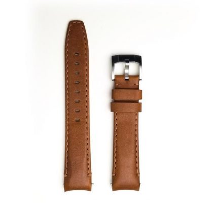 Everest Curved End Leather Strap Tang Buckle for Rolex Sports Models Tan