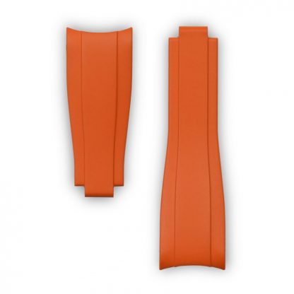 Everest Curved End Rubber Strap For Rolex Sports Models Deployant Orange