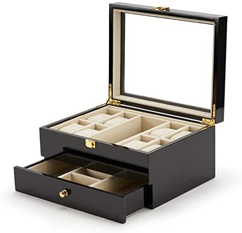 CJVJKN Multifunctional Wooden Jewelry and watch Box