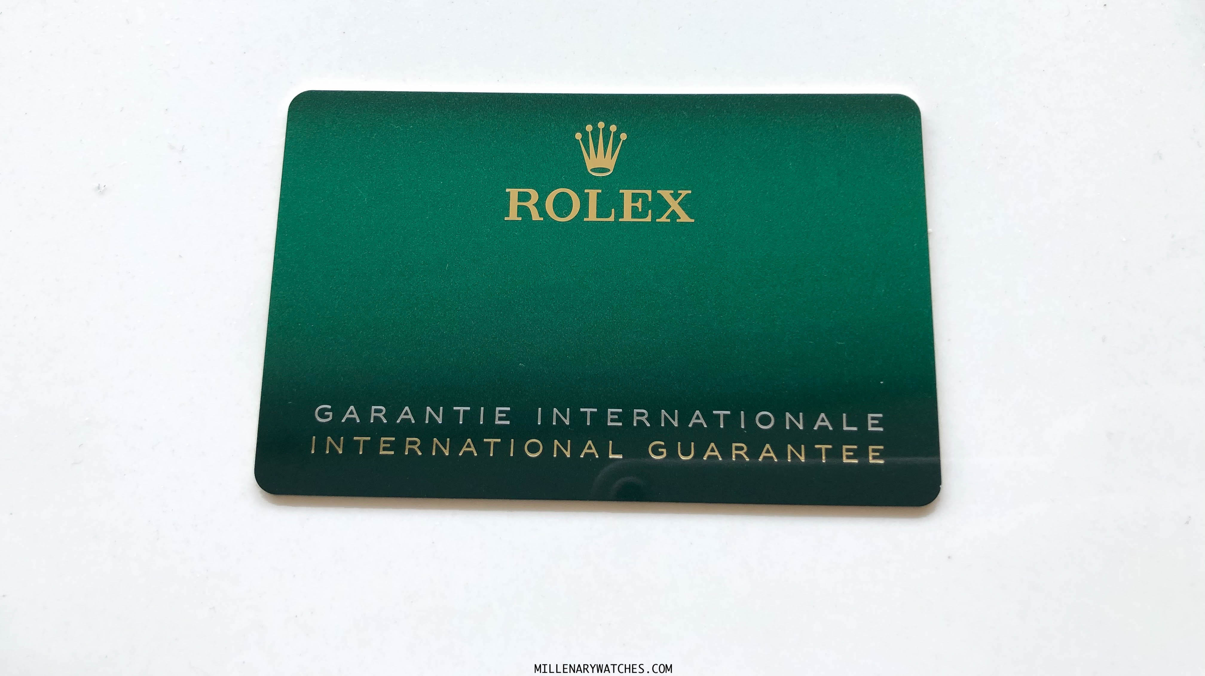 Rolex international 2025 guarantee card