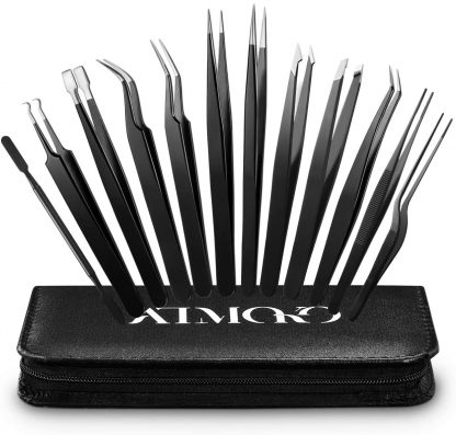 Precision Tweezers Set, ATMOKO 12 PCS ESD Tweezer Set