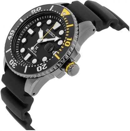 seiko prospex divers solar mens black silicone watch sne441
