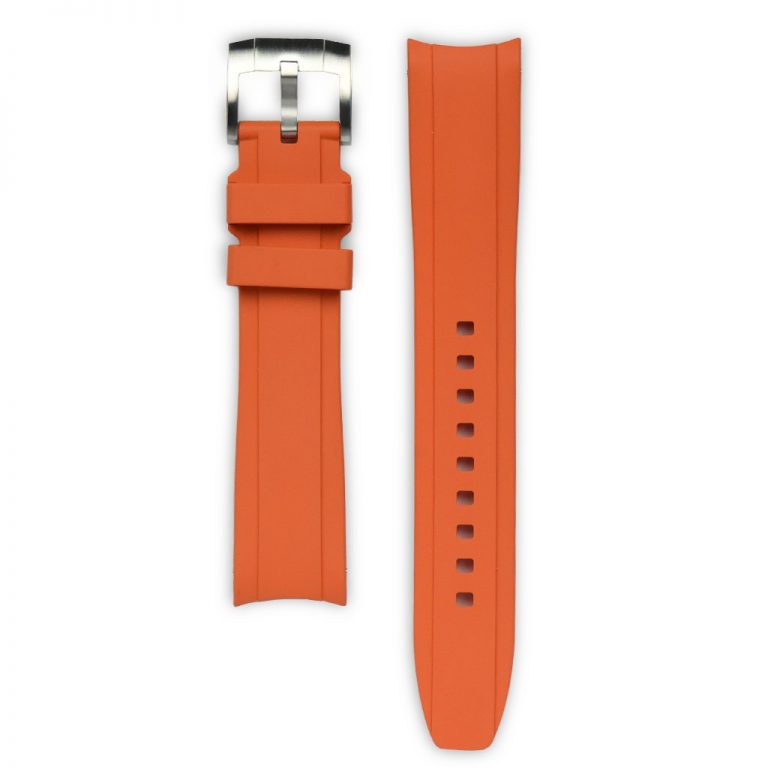 Everest Curved End Rubber Strap for Rolex Explorer II 42mm Orange