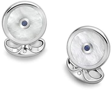 Deakin & Francis Sterling Silver Cufflinks - Sapphire & Mother-of-Pearl