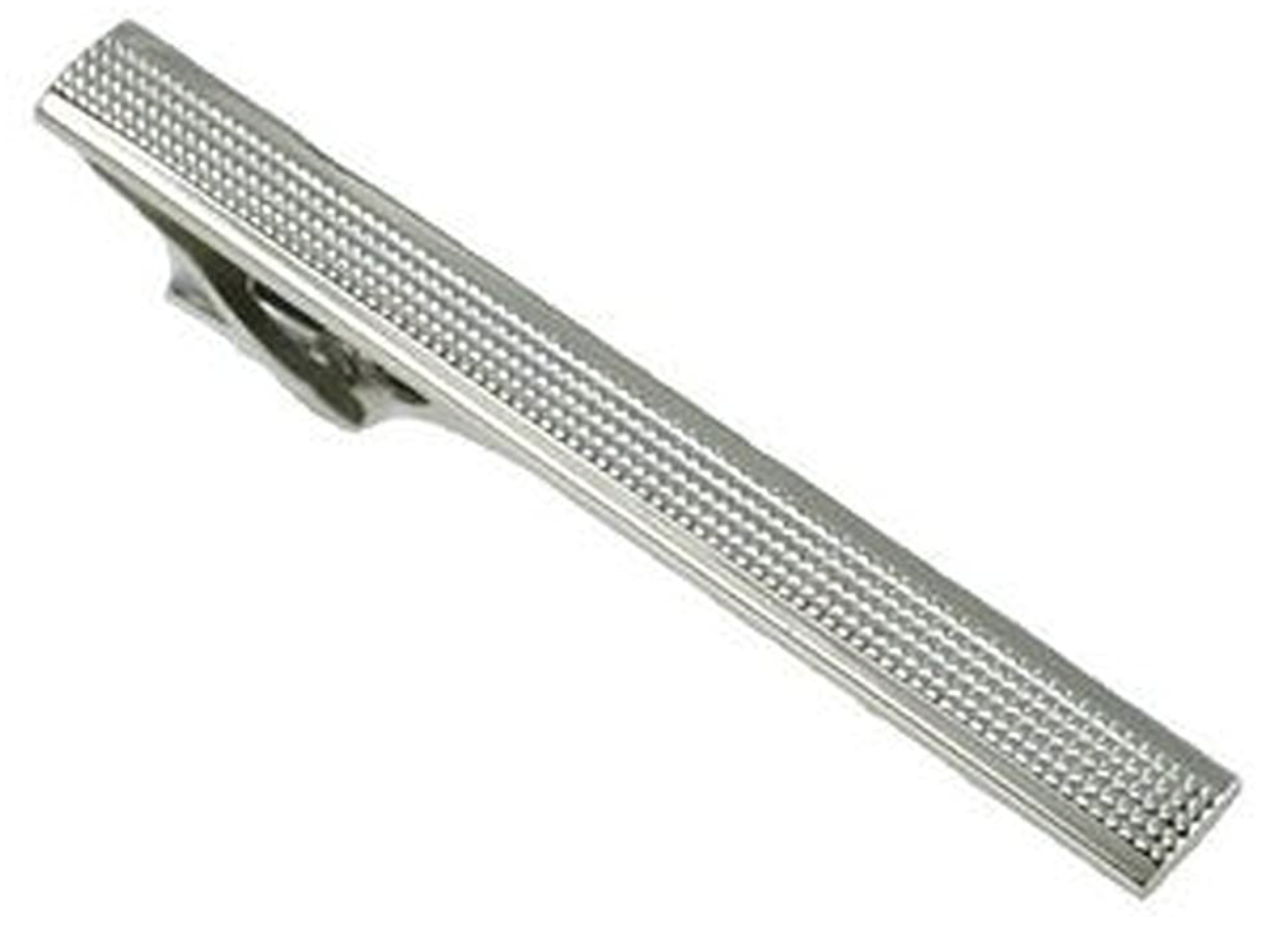 Textured Silver-Tone Tie Bar