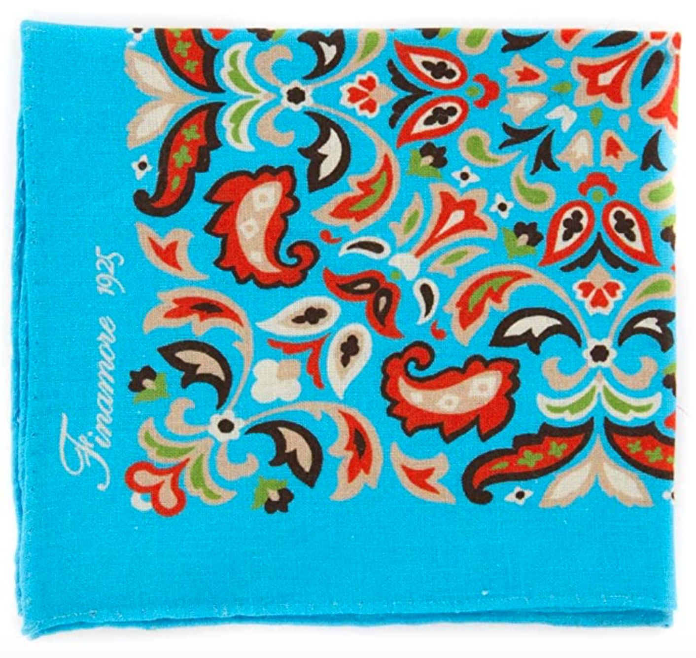 Finamore Napoli Light Blue Fancy Pocket Square