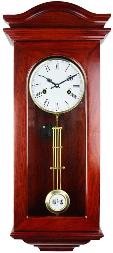 Wall Clock Grandfather Clock Chime Vintage European Retro Metal Pendulum Mechanical Manual Winding Solid Wood Roman Numeral Living Room Decor Large