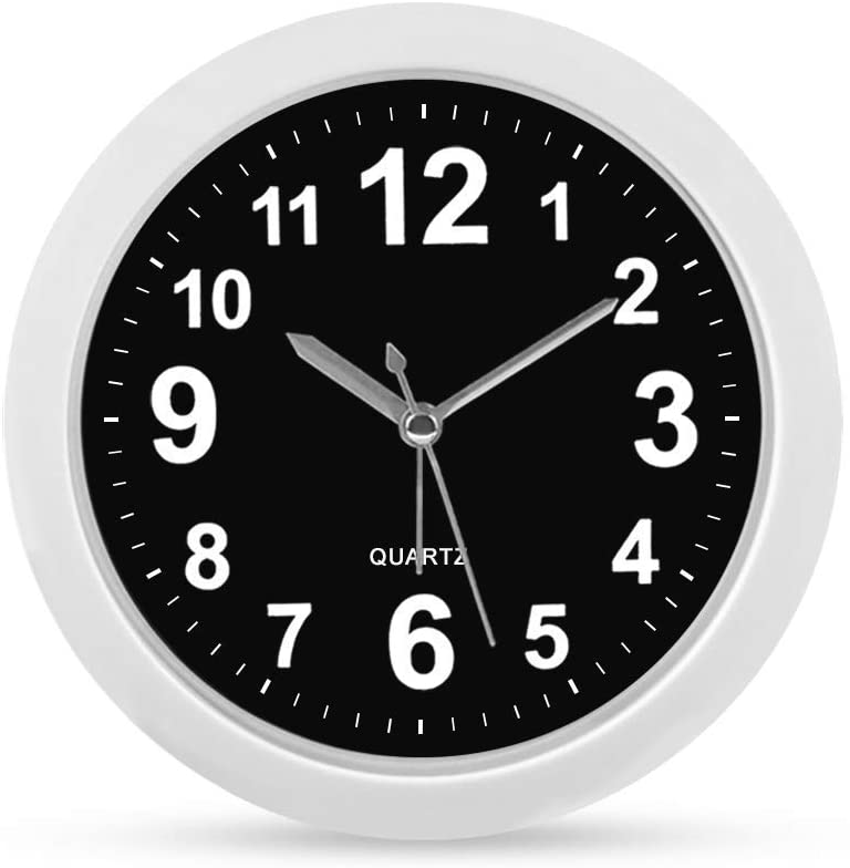 GCP 6"/ 15.5cm Bedside Alarm Clock, Easy to Set Quiet and Quiet Battery Powered Travel Clock, Desk Table Clock Kids Round Wall Clock for Bedroom Travel Office School-Black