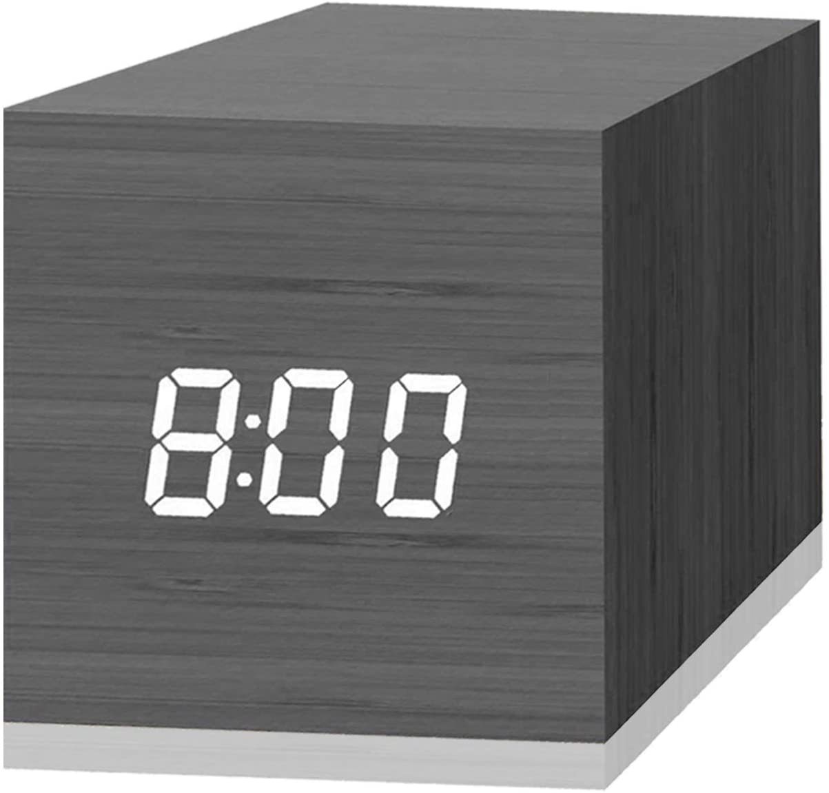 Digital Alarm Clock with Wooden Electronic LED Time Display Cube Design