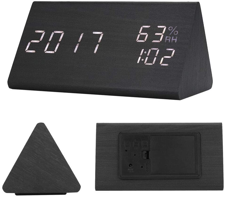 Alarm Digital Wooden Triangle Desk Alarm Clock