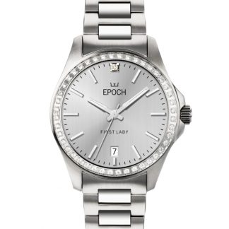 Epoch First Lady Full Diamond Brushed Silver