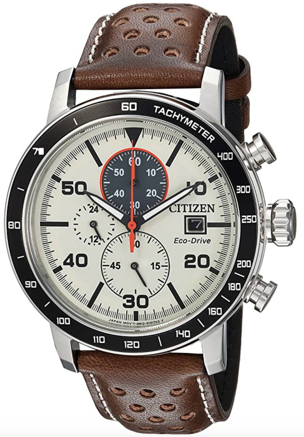 Citizen Men's 'Eco-Drive' Quartz Stainless Steel and Leather Casual Watch, Color:Brown (Model: CA0649-06X)