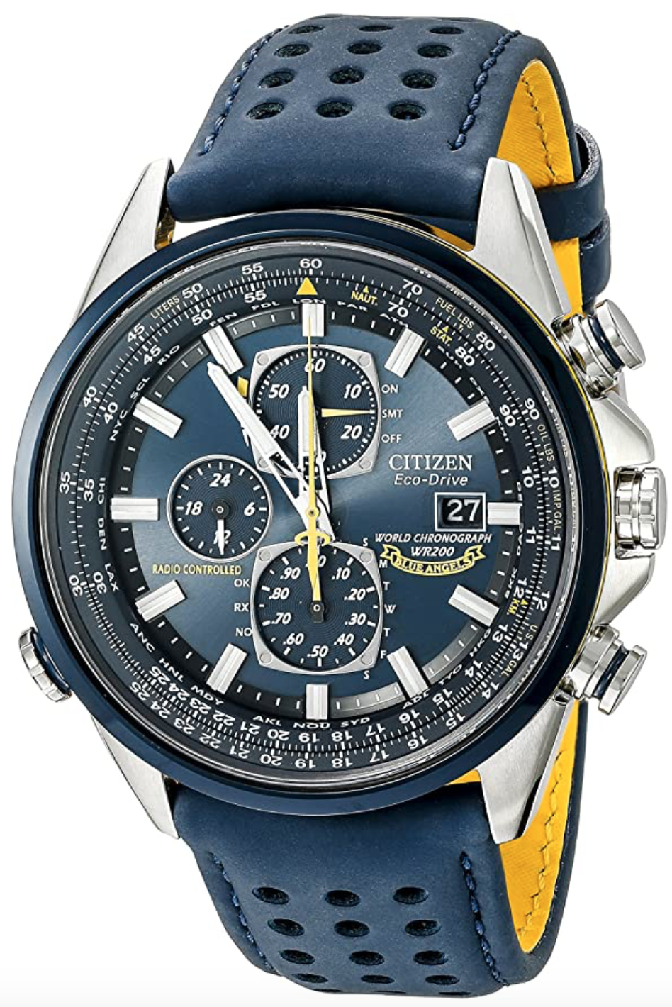 Citizen Men's Eco-Drive Blue Angels World Chronograph Atomic Timekeeping Watch with Day/Date, AT8020-03L