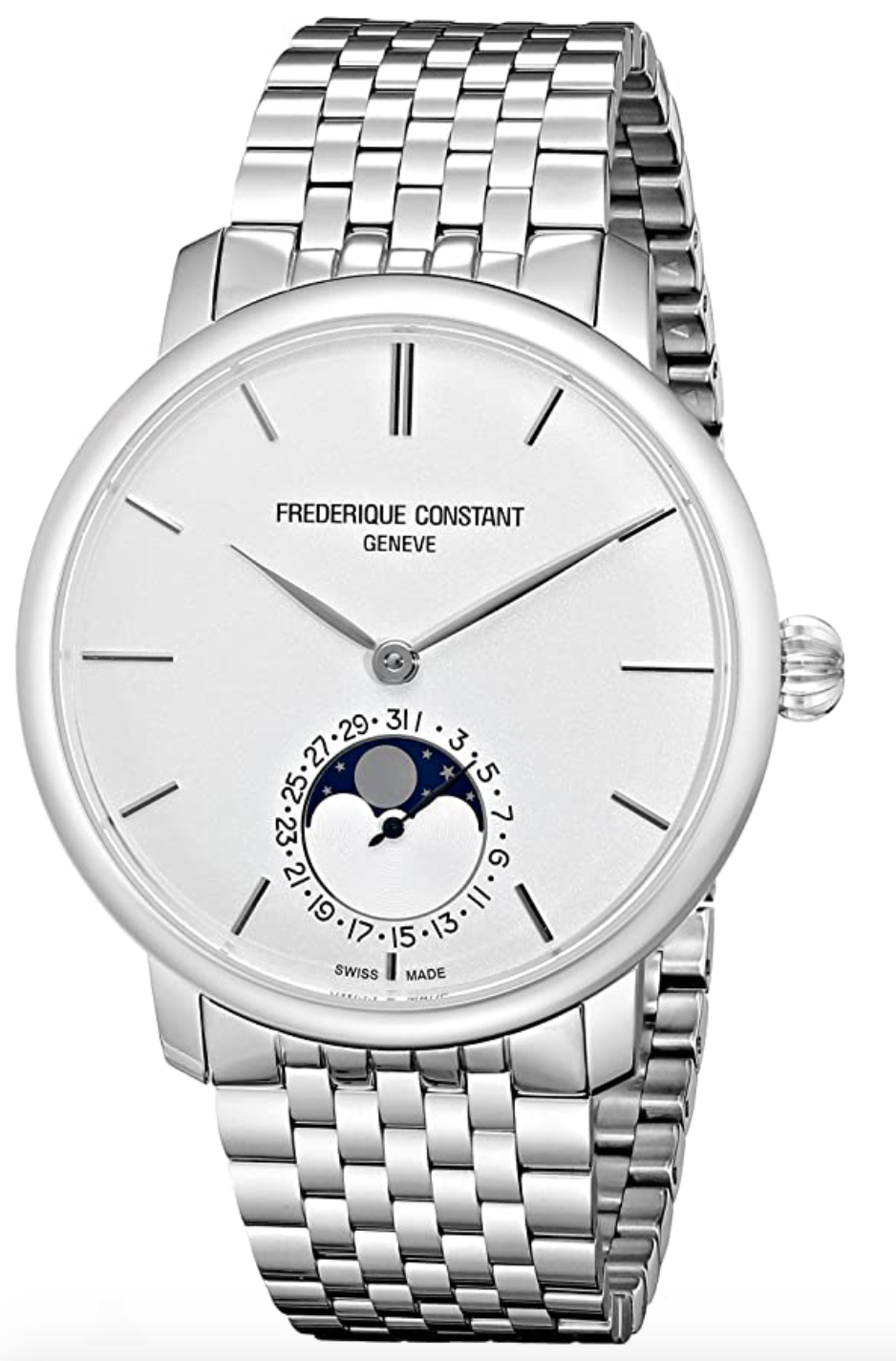 Frederique Constant Men's FC705S4S6B Slim Line Analog Display Swiss Automatic Silver Watch