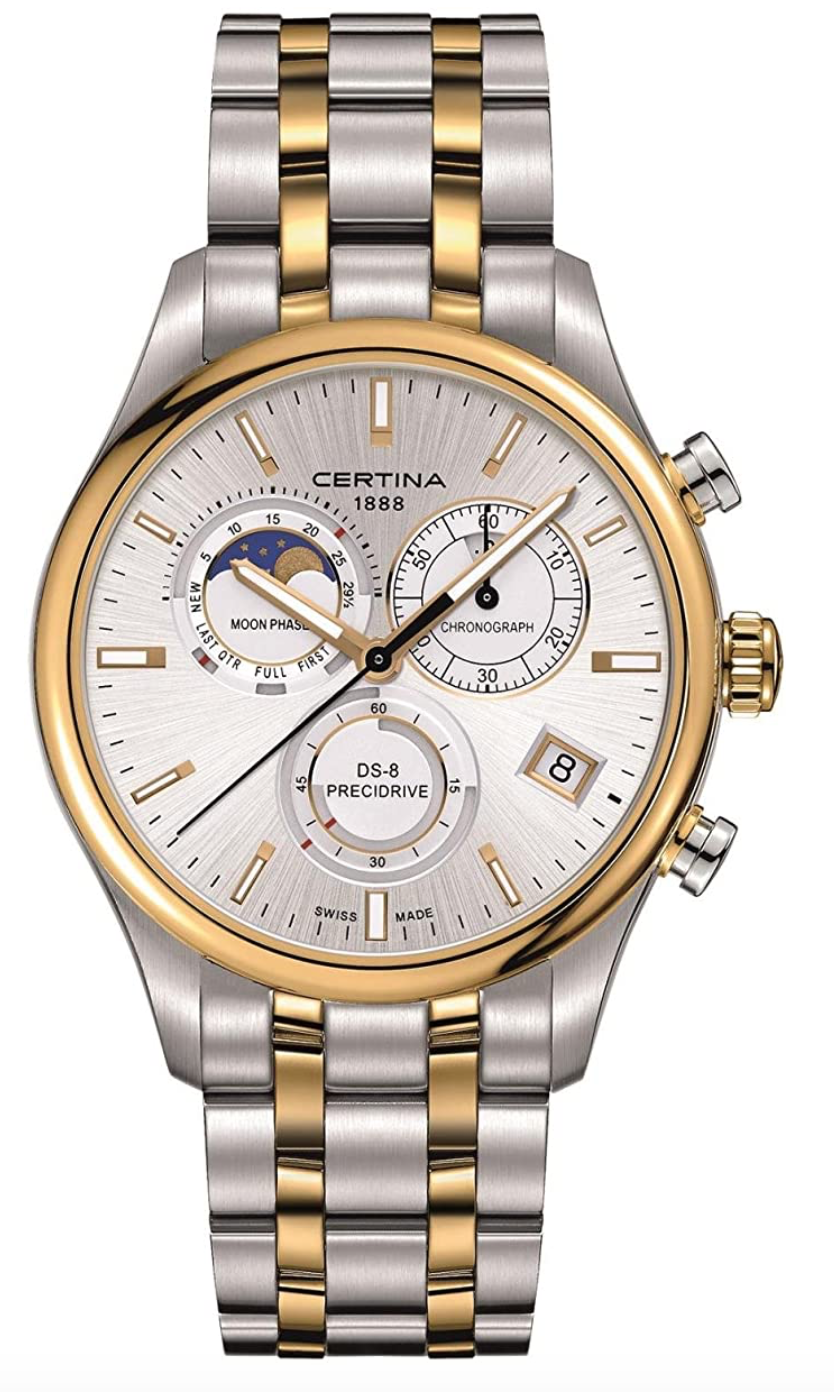 Certina DS-8 Chrono Moonphase Silver Dial Two-Tone Men's Watch C0334502203100