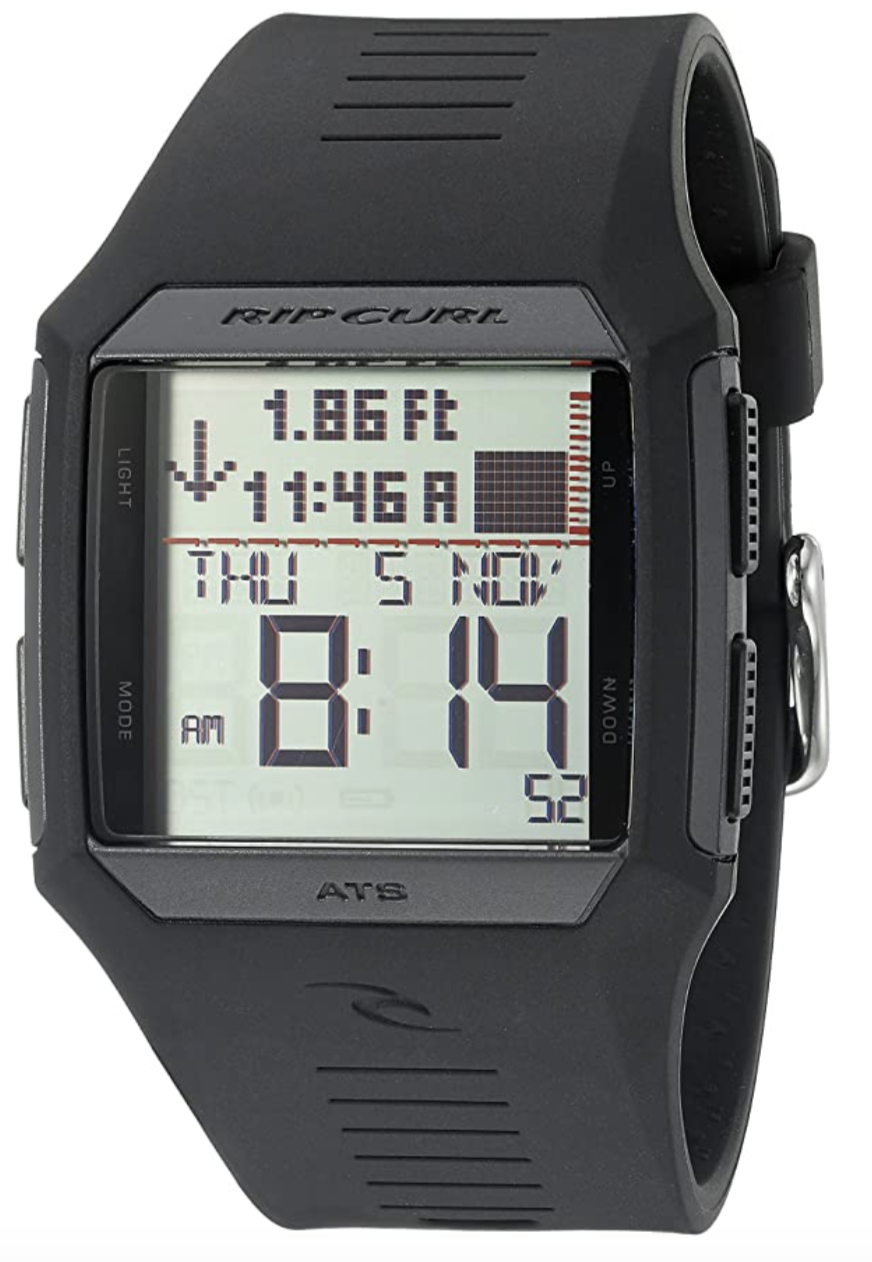 Rip Curl Men's Rifles Digital Tide Surf Watch | Black | Outdoor Sports Waterproof Watch, Display Quartz, Detailed Tide View with Alarm, Stopwatch + Timer