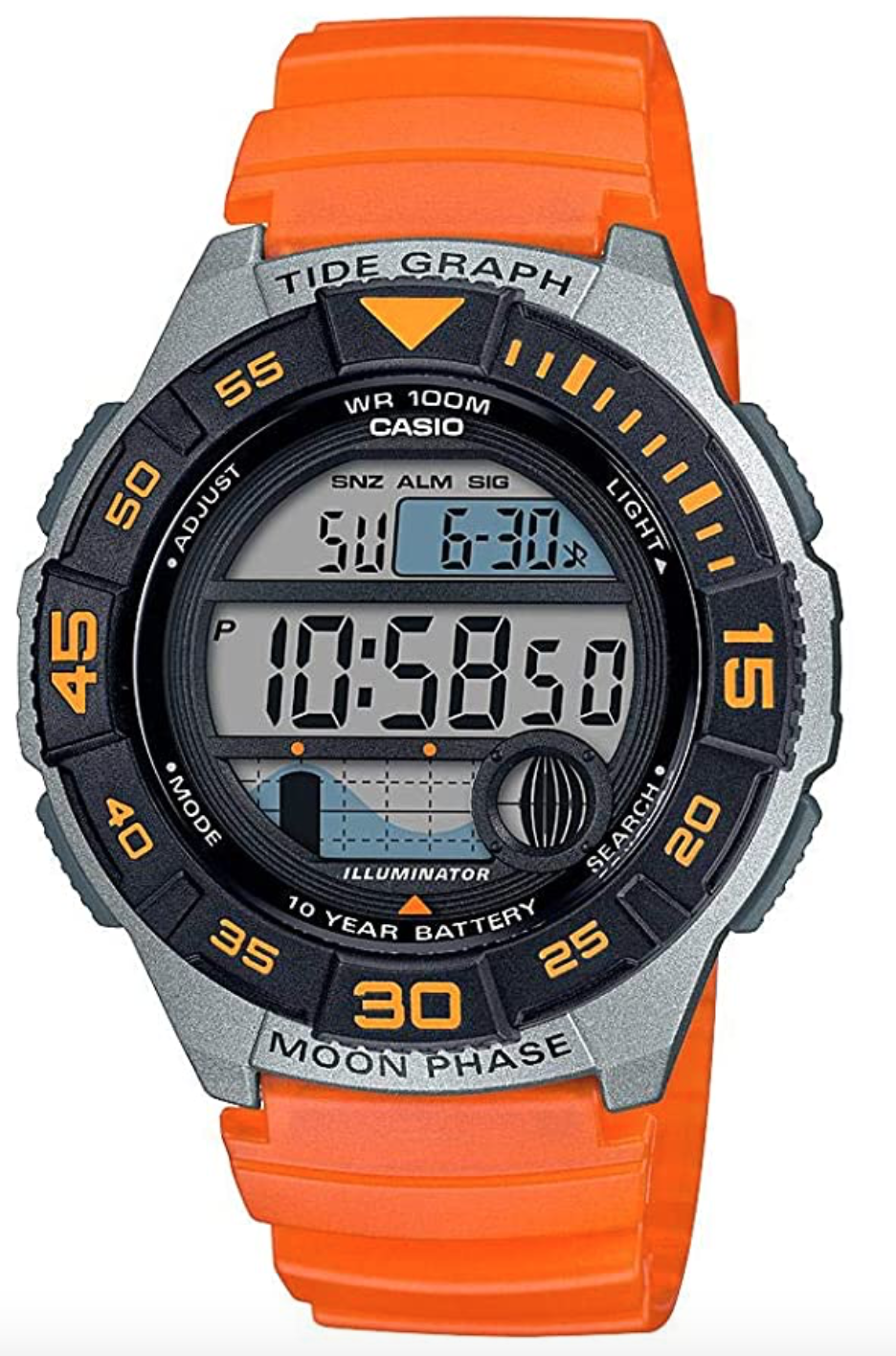 Casio Men's 10 Year Battery Quartz Resin Strap, Orange, 22.8 Casual Watch (Model: WS-1100H-4AVCF)