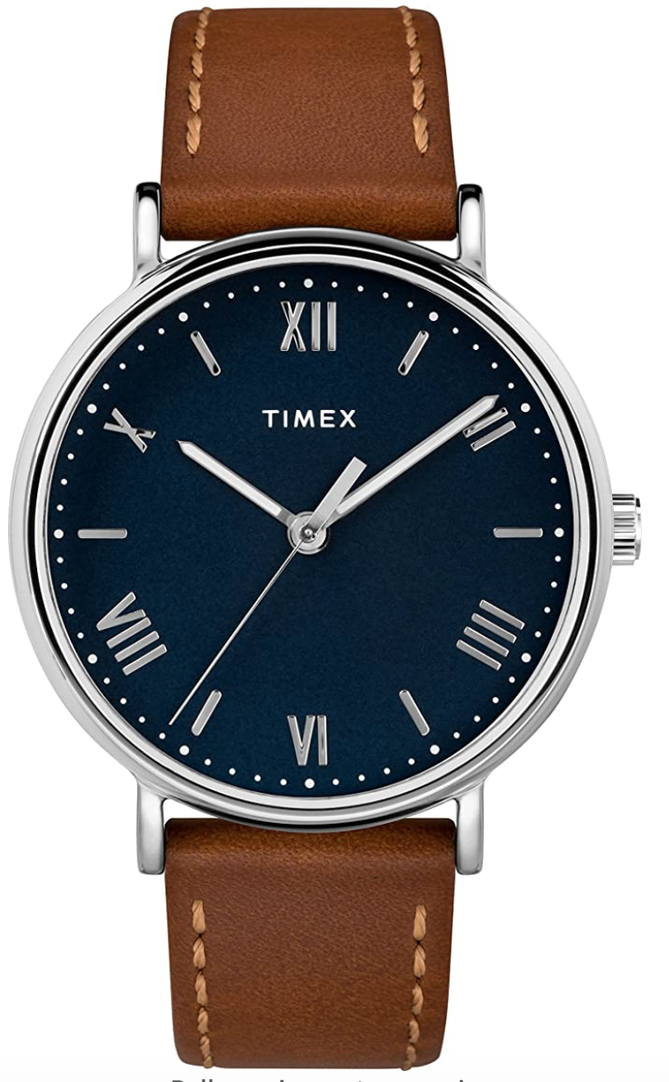 Timex Men's TW2R63900 Southview 41mm Tan/Silver-Tone/Blue Leather Strap Watch