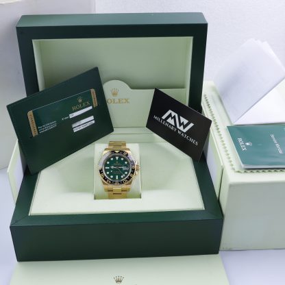 Rolex GMT-Master II Yellow Gold Green Dial 116718LN Full Set 2009