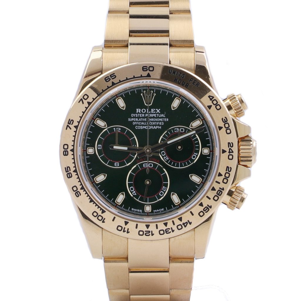 Rolex Daytona Yellow Gold Green Dial 116508 2017 - Millenary Watches